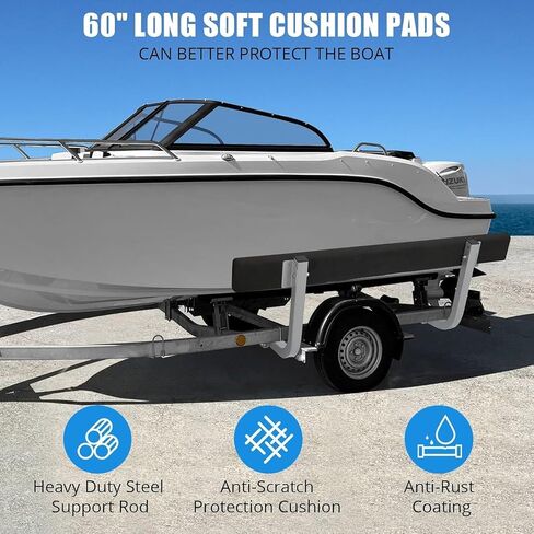 Towallmark 2PCS Rustproof Steel Trailer Guide ons, 60 in Trailer Guides with Carpet-Padded Boards, for Ski Boat, Fishing Boat, Sailboat Trailer, Mounting Parts Included in Kuwait