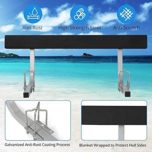 Towallmark 2PCS Rustproof Steel Trailer Guide ons, 60 in Trailer Guides with Carpet-Padded Boards, for Ski Boat, Fishing Boat, Sailboat Trailer, Mounting Parts Included in Kuwait