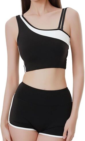 Two Piece Women Workout Sets Color Block Sports Bra and Scrunch Butt Lifting Shorts Gym Yoga Active Wear Outfits in Kuwait