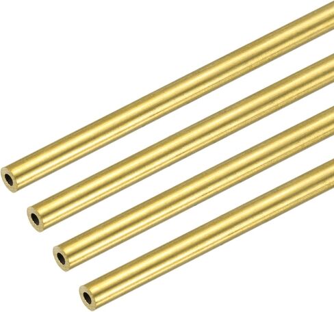MECCANIXITY Brass Tubing, 3mm OD x 0.5mm Wall Thickness x 305mm(12") Length H65 Brass Round Tube Seamless Metal Straight Pipe Tube for DIY Crafts Industry Construction(Pack of 4) in Kuwait