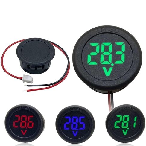 1pc 4-100V LED Digital Display Round Two-Wire Voltmeter Digital Car Voltage Current Meter Volt Detector Tester Monitor(Blue) in Kuwait