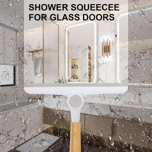 Window Squeegee for Glass Doors，All-Purpose 9.7" Window Cleaning Squeegee, Handheld for Windows, Car Windshields & More，Grey (9.5" Shower Squeegee) in Kuwait