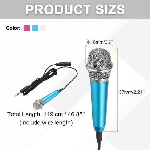 MECCANIXITY 3 Pcs Mini Microphone, Mini Mic Tiny Microphone Phone Mic Small Microphone with Sponge Cover for Record Phone Voice, Hot Pink/Blue/Silver in Kuwait