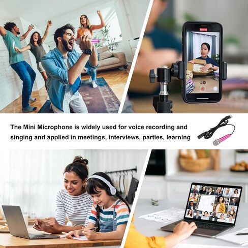 MECCANIXITY 3 Pcs Mini Microphone, Mini Mic Tiny Microphone Phone Mic Small Microphone with Sponge Cover for Record Phone Voice, Hot Pink/Blue/Silver in Kuwait