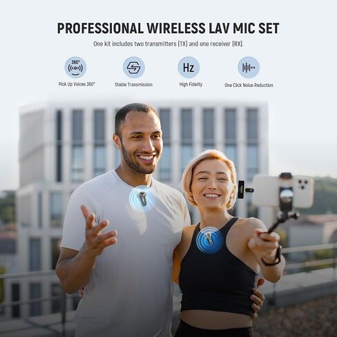 نظام ميكروفون لاسلكي NEEWER Lavalier، 1x مستقبل USB C مع محول OTG و2X جهاز إرسال مكثف متعدد الاتجاهات لإلغاء الضوضاء متوافق مع iPhone 16 Pro Max S24 Ultra، KM23 in Kuwait