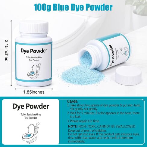 Lounsweer Blue Toilet Leak Detection Dye Powder, 100g Leak Test Tracing Powder with Bottle, Water Tracer Dye for Bathroom Toilets Pipes Basins Tank Home Plumbing in Kuwait