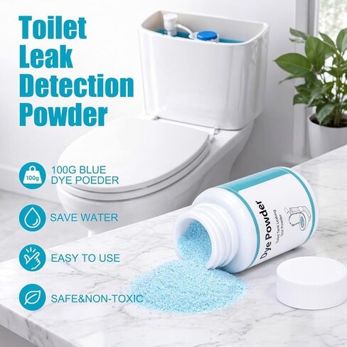 Lounsweer Blue Toilet Leak Detection Dye Powder, 100g Leak Test Tracing Powder with Bottle, Water Tracer Dye for Bathroom Toilets Pipes Basins Tank Home Plumbing in Kuwait