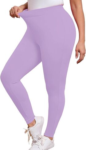 AusLook حجم كبير طماق للنساء 26 بوصة عالية الخصر البطن التحكم اليوغا السراويل لينة تمتد تجريب صالة السراويل 1X-5X in Kuwait