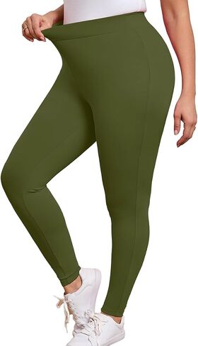 AusLook حجم كبير طماق للنساء 26 بوصة عالية الخصر البطن التحكم اليوغا السراويل لينة تمتد تجريب صالة السراويل 1X-5X in Kuwait