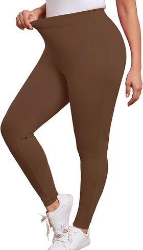 AusLook حجم كبير طماق للنساء 26 بوصة عالية الخصر البطن التحكم اليوغا السراويل لينة تمتد تجريب صالة السراويل 1X-5X in Kuwait