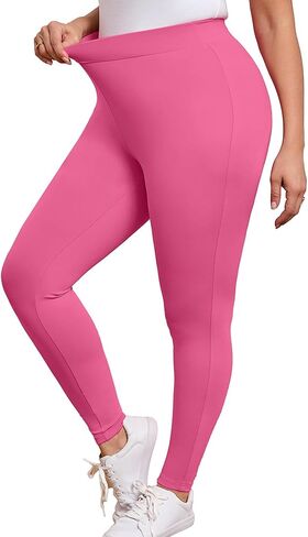AusLook حجم كبير طماق للنساء 26 بوصة عالية الخصر البطن التحكم اليوغا السراويل لينة تمتد تجريب صالة السراويل 1X-5X in Kuwait