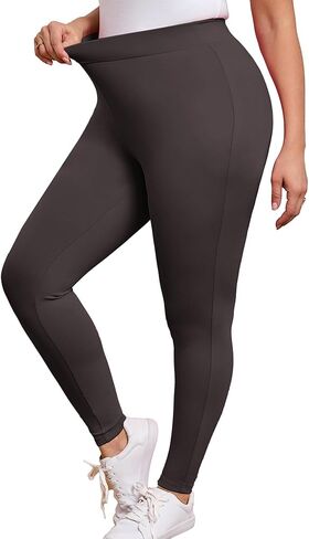 AusLook حجم كبير طماق للنساء 26 بوصة عالية الخصر البطن التحكم اليوغا السراويل لينة تمتد تجريب صالة السراويل 1X-5X in Kuwait