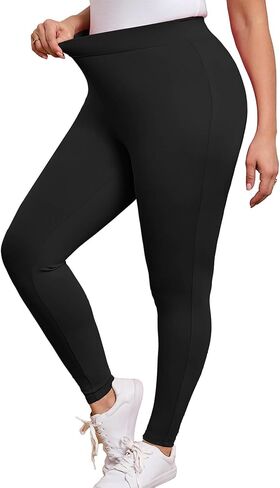 AusLook حجم كبير طماق للنساء 26 بوصة عالية الخصر البطن التحكم اليوغا السراويل لينة تمتد تجريب صالة السراويل 1X-5X in Kuwait