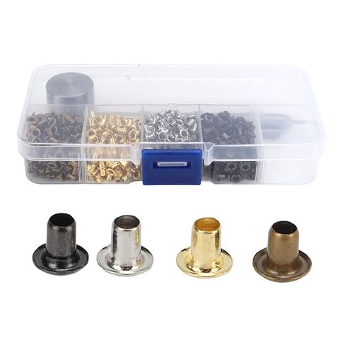 Grommets Kits, 2mm Plated Copper Metal Grommet for Shoes Bags Clothing, with 3 Installation Tools, 800 Pieces Grommets in 4 Colors in Kuwait