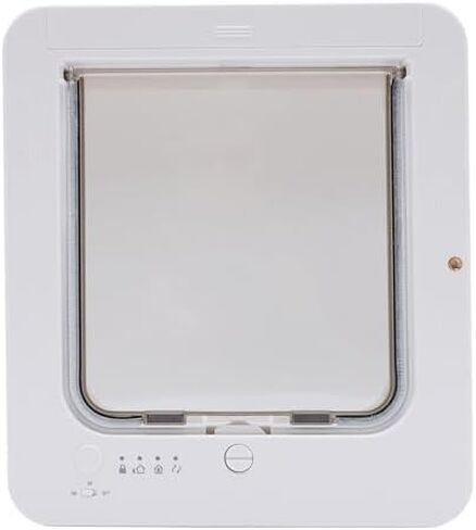 Smart Dog Door, Auto Sensing Pet Door Weatherproof 210mAh Battery for Home (White + Remote Control) in Saudi Arabia