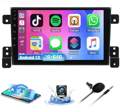 4+64 جيجابايت من الراديو الراديو لسوزوكي جراند فيتارا 2005-2015 Android Carplay Android Auto W/ 9 بوصة in Kuwait