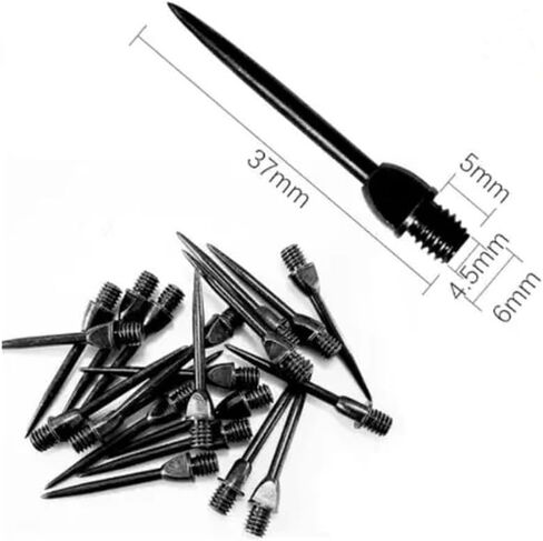 24PCS Dart Tips – Steel Hammer Head Points with 2BA Thread, 30mm Standard Replaceable Metal Tips for Steel Tip Darts (Black & Silver) in Kuwait