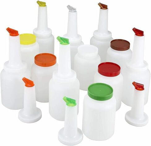 Winco 1qt Liquor/Juice Pour Bottle, White Spout & Lid in Kuwait
