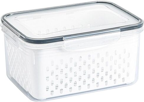 Srliya Pack of 3 Drain Storage Basket, Transparent LeakProof Food Storage Containers with Removable Strainer for Refrigerator in Kuwait