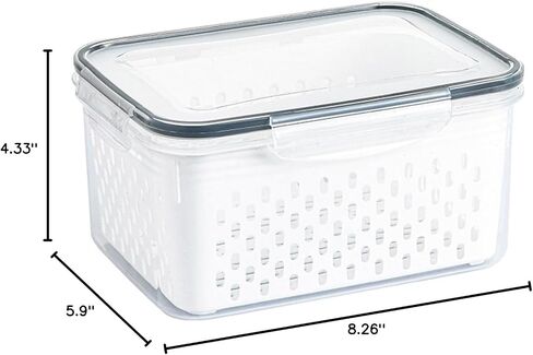 Srliya Pack of 3 Drain Storage Basket, Transparent LeakProof Food Storage Containers with Removable Strainer for Refrigerator in Kuwait