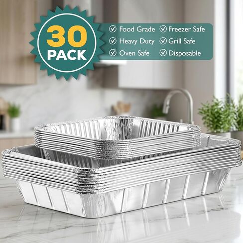 Disposable Aluminum Pans - 8x8 & 9x13 Aluminum Pans for Baking, Roasting & Food Storage - Durable, Leak-Resistant Aluminum Foil Pans Set for Multi-Purpose Use in Kuwait