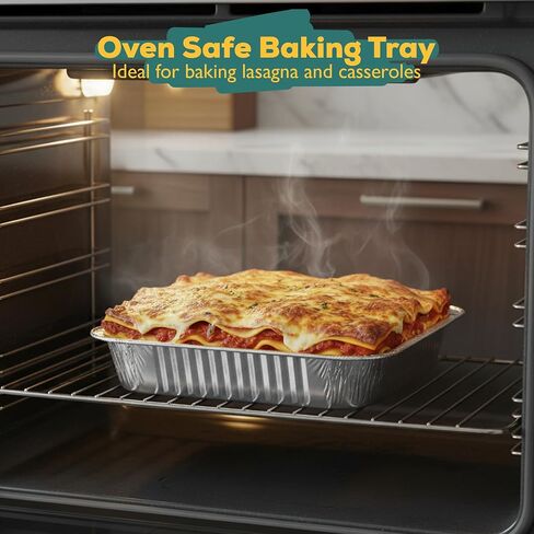 Disposable Aluminum Pans - 8x8 & 9x13 Aluminum Pans for Baking, Roasting & Food Storage - Durable, Leak-Resistant Aluminum Foil Pans Set for Multi-Purpose Use in Kuwait