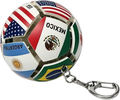world cup keychain 2026 | Button-operated stress-relieving soccer ball keychain with various national flags, a gift for sports fans, a backpack charm in Kuwait