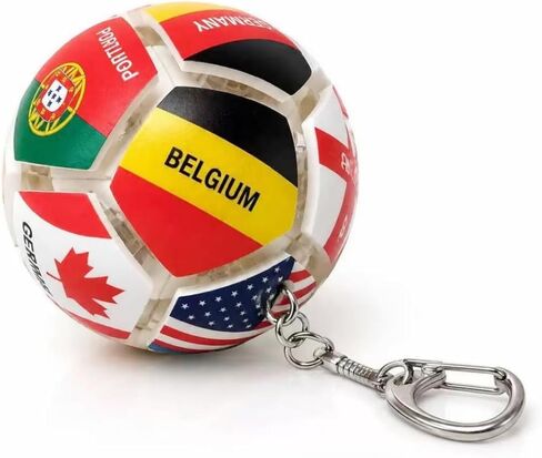 world cup keychain 2026 | Button-operated stress-relieving soccer ball keychain with various national flags, a gift for sports fans, a backpack charm in Kuwait