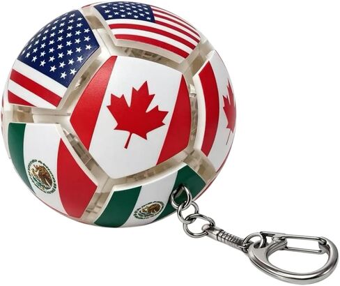 world cup keychain 2026 | Button-operated stress-relieving soccer ball keychain with various national flags, a gift for sports fans, a backpack charm in Kuwait