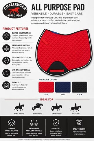 Horse Equine Contoured English Quilted Cotton All Purpose Saddle Pad 72TS37 in Kuwait
