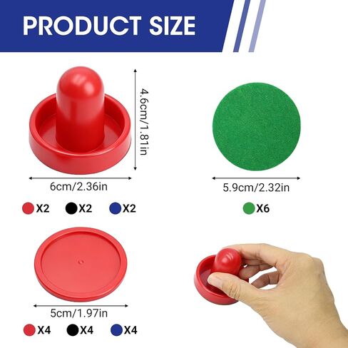 24 PCS Air Hockey Pucks and Paddles, Replacement Pushers and Goal Handles | Strikers and pucks for indoor tabletop hockey games, Fits most tables, Smooth glide surface in Kuwait