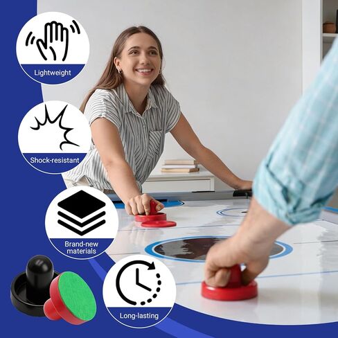24 PCS Air Hockey Pucks and Paddles, Replacement Pushers and Goal Handles | Strikers and pucks for indoor tabletop hockey games, Fits most tables, Smooth glide surface in Kuwait