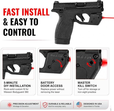 جهاز رؤية الليزر الأحمر ArmaLaser TR36S (يناسب Smith and Wesson Bodyguard 2.0 فقط) لا يناسب Bodyguard 380، M وP 380 Shield EZ، معتمد من الفئة IIIA in Kuwait