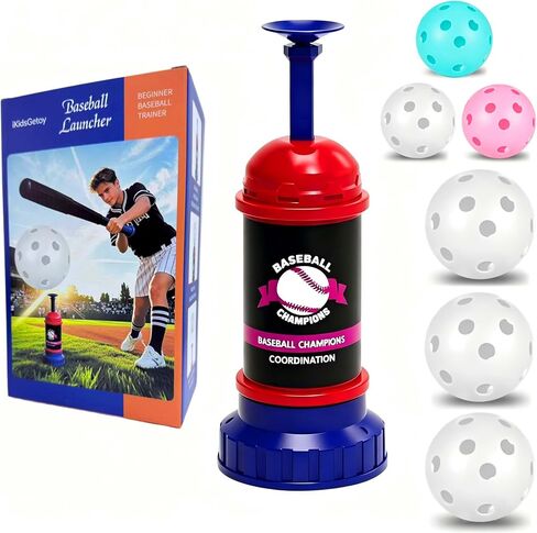 Baseball Tee Batting Popper Trainer, Beginner Friendly for Adult & Youth 40" Consistent Launch Without a Pitcher, Portable Solo Hitting Training Equipment with 6 Ball for Indoor Outdoor Backyard Park | Includes Two Size (1.65"& 2.83" ) Training Balls for  in Kuwait