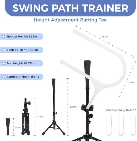 25° Pro Baseball Swing Trainer ردود فعل فورية، مدرب مسار التأرجح يتميز بحامل | تحسين دقة التأرجح، مدرب التأرجح المحمول للأطفال والكبار (مع تيشيرت مضرب البيسبول)، ممارسة التمارين الداخلية والخارجية in Kuwait