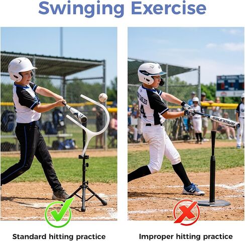 25° Pro Baseball Swing Trainer ردود فعل فورية، مدرب مسار التأرجح يتميز بحامل | تحسين دقة التأرجح، مدرب التأرجح المحمول للأطفال والكبار (مع تيشيرت مضرب البيسبول)، ممارسة التمارين الداخلية والخارجية in Kuwait