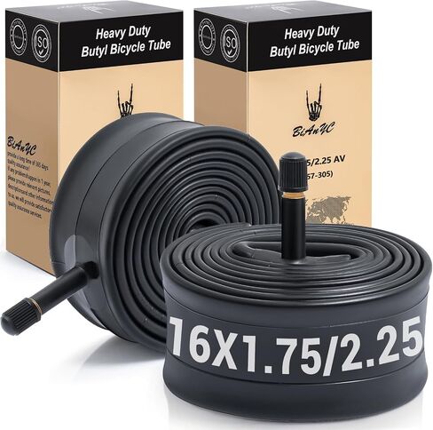 BiAnYC 2Pcs Heavy Duty 16 inchx1.75/1.95/2.0/2.10/2.125/2.25 Bike Tubes,Schrader Valve 32 mm,Suitable for Tire Size 16" x1.75-2.25 Mountain,Cruiser,and City Bikes in Kuwait