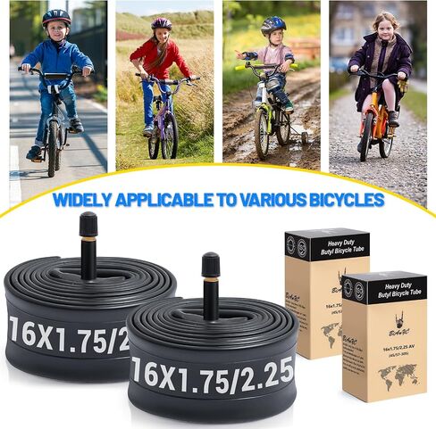 BiAnYC 2Pcs Heavy Duty 16 inchx1.75/1.95/2.0/2.10/2.125/2.25 Bike Tubes,Schrader Valve 32 mm,Suitable for Tire Size 16" x1.75-2.25 Mountain,Cruiser,and City Bikes in Kuwait