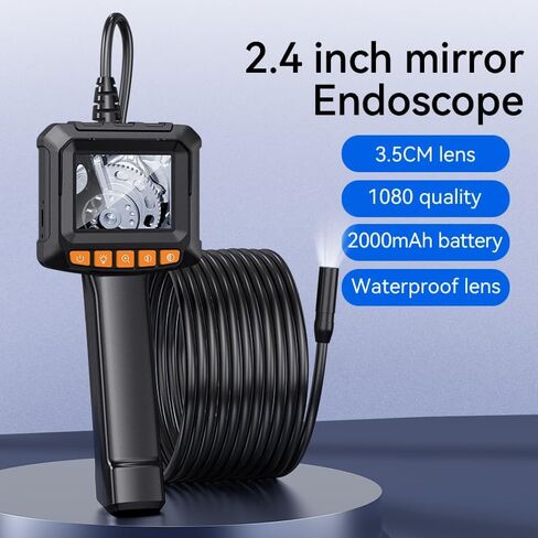 Dual-Lens Endoscope Camera with Light - 2.4" LCD Screen Inspection Cameras,IP67 Waterproof Borescope,HD 1080P Endoscope Camera 16.5ft Semi-Rigid Cord for Sewer,Gifts for Men Tools and Gadgets in Kuwait
