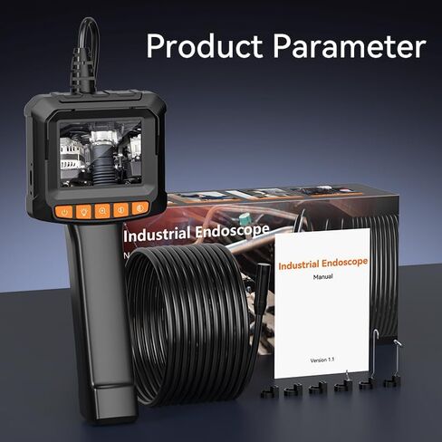 Dual-Lens Endoscope Camera with Light - 2.4" LCD Screen Inspection Cameras,IP67 Waterproof Borescope,HD 1080P Endoscope Camera 16.5ft Semi-Rigid Cord for Sewer,Gifts for Men Tools and Gadgets in Kuwait
