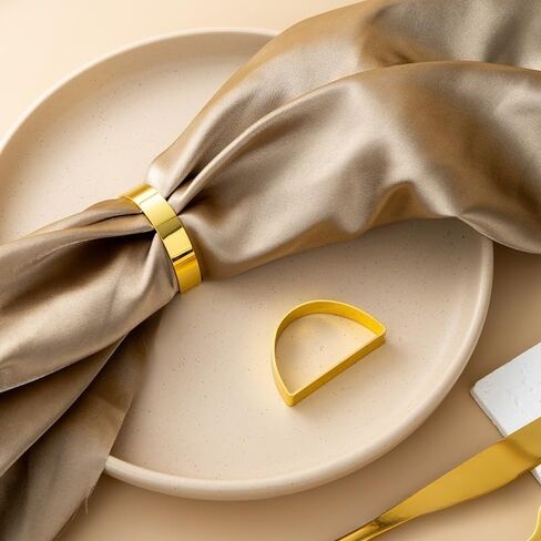 4 Pcs Gold Napkin Rings, Metal Napkin Ring Holders, Adornment for Table Settings Kitchen Dinner Party Wedding(Semicircle) in Kuwait