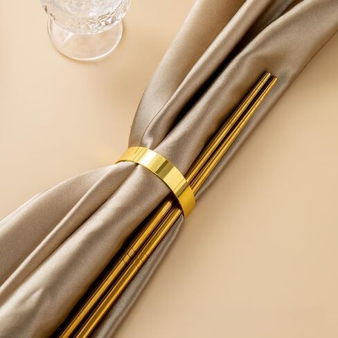 4 Pcs Gold Napkin Rings, Metal Napkin Ring Holders, Adornment for Table Settings Kitchen Dinner Party Wedding(Semicircle) in Kuwait