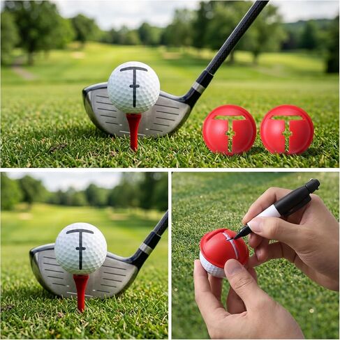 3Pcs Golf Ball Marking Tool - Balls Eyeline Golf Ball with Marking Pen Set to Improve Putting Precision & Target | Golf Ball Line Marker Tool Kit with 3 Drawing Template and Pen, for Precision Putting, Target Line Accuracy and Practice in Kuwait