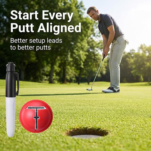 3Pcs Golf Ball Marking Tool - Balls Eyeline Golf Ball with Marking Pen Set to Improve Putting Precision & Target | Golf Ball Line Marker Tool Kit with 3 Drawing Template and Pen, for Precision Putting, Target Line Accuracy and Practice in Kuwait