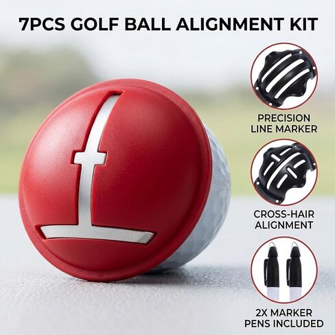 7pcs Impact Ball Liner Set, Golf Ball Line Marker Tool, Golf Alignment Line Drawing Kit for Putting, Swing Practice & Training in Kuwait