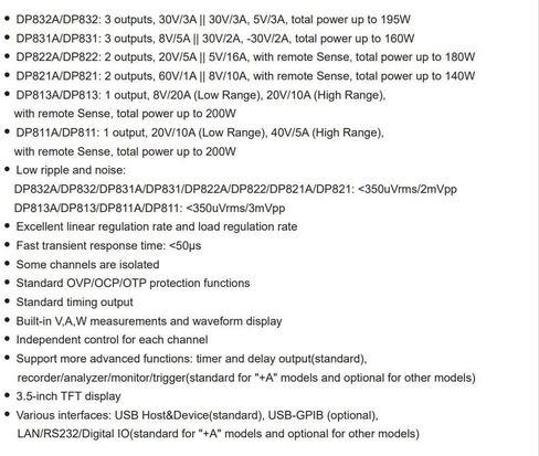 Rigol DP813A Programmable Linear Dc Power Supply,1 Channel(2 ranges),200W Total Power,Maximum Output Range 8V/20A or 20V/10A in Kuwait