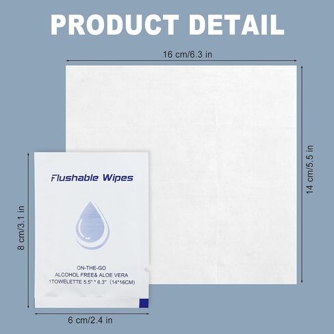 twoworld Flushable Wipes Travel Size Individually Wrapped,Wipes for Women and Men,Unscented Wet Wipes Travel Size for Adult,Women,Men,Girl and Homeless (White,Pack of 50) in Kuwait