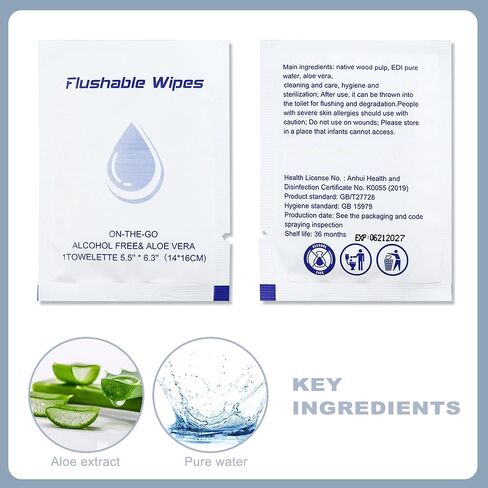 twoworld Flushable Wipes Travel Size Individually Wrapped,Wipes for Women and Men,Unscented Wet Wipes Travel Size for Adult,Women,Men,Girl and Homeless (White,Pack of 50) in Kuwait
