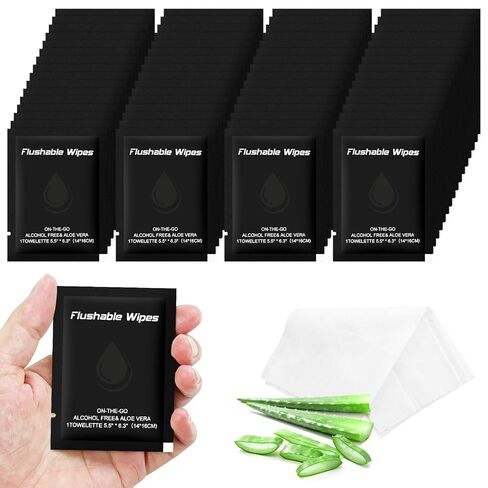 twoworld Flushable Wipes Travel Size Individually Wrapped,Wipes for Women and Men,Unscented Wet Wipes Travel Size for Adult,Women,Men,Girl and Homeless (White,Pack of 50) in Kuwait