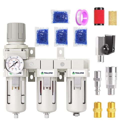 TAILONZ PNEUMATIC 0-150PSI 1/4 Inch NPT Grade 3 Stage Air Drying System, Particulate Filter, 5/0.01 Micron Filter Air Filter Pressure Regulator (Manual Drainage） in Kuwait